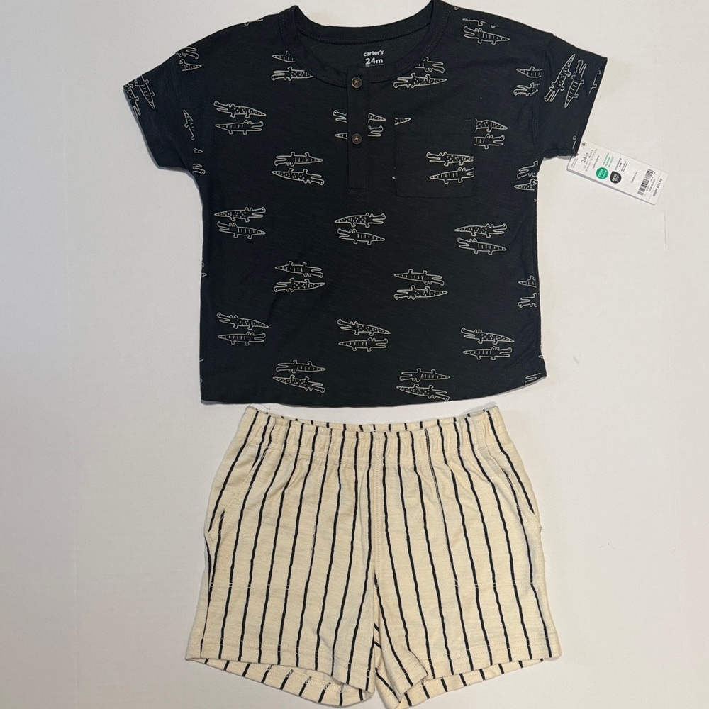 Carter's Black and Cream Kids Matching Set